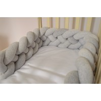 Бортик косичка в детскую кроватку - Silver XL