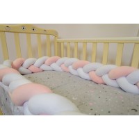 Бортик косичка в детскую кроватку - Cream Pink