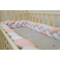 Бортик косичка в детскую кроватку - Cream Pink