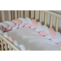 Бортик косичка в детскую кроватку - Cream Pink