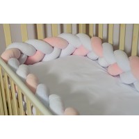 Бортик косичка в детскую кроватку - Cream Pink